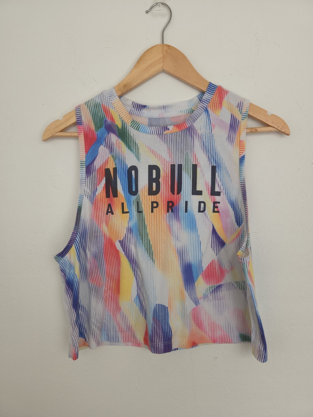 NOBULL All Pride Cropped Muscle Tank Top Womens M Rainbow Graphic Workout